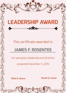 Leadership Award certificate add to your resume